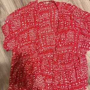 Victoria's Secret Red and White Patterned Blouse